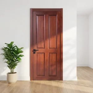 004P-PT Modern Handmade Elm Solid Wood Interior Entry Door Moisture-Proof for Residential Apartment Bedroom