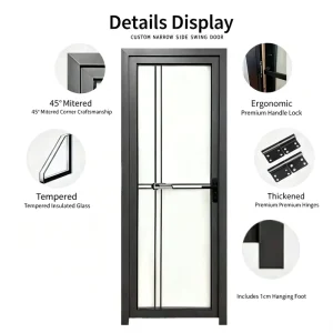1.4 Double Pane Titanium Magnesium Alloy Double Layer Tempered Glass Swing Doors Custom Made for Bathrooms and Kitchens