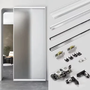 1.5M Concealed Hidden Barn Door Trackless Ghost Sliding Door Mechanism System Aluminum for Bathroom and Exterior Use