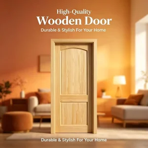 100% Solid Pine Wood Traditional 2-Panel Interior Door Slab with Finished Surface