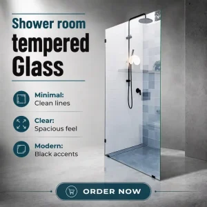 10mm Frameless Stainless Steel Sliding Rectangular Tempered Glass Shower Door with Easy-Clean Finish