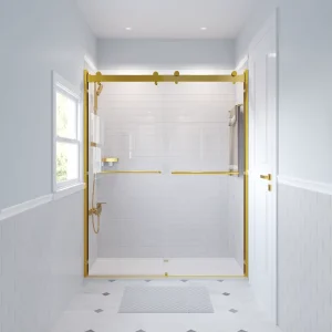 10mm Gold Frameless Bypass Sliding Tempered Glass Shower Cabin for Hotels and Bathrooms