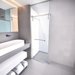 10mm Thick Durable Easy to Clean Eco Friendly Toughened Glass Shower Partition with Stainless Steel Frame