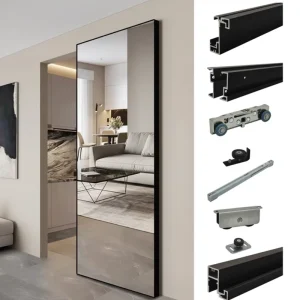 1200mm x 2600mm Glass Sliding Invisible Door System Kit with Hydraulic Frame