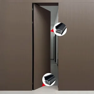 18 Aluminum Invisible Door Frame with Wooden Hidden Wall Door, Interior Bedroom Flush Frameless Design