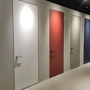 18mm Aluminum Wood Frameless Interior Flush Concealed Hidden Door with Aluminum Profile
