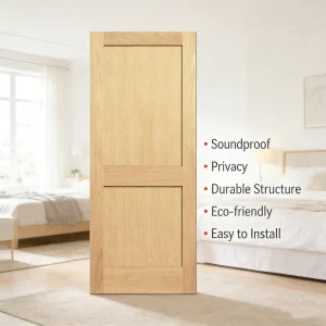 2 Panel Pre-Hung Oak Veneered Solid Core Wood MDF Shaker Interior Doors for Houses