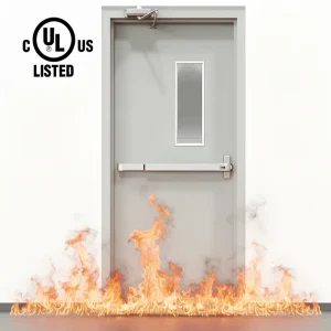 20-180 Minute Fire-Rated Steel Glass Door for Commercial, Hospital and Warehouse Use