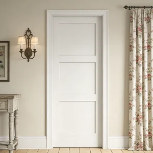 3-Panel 36 x 96 White Primed Prehung Solid-Core Shaker Interior Door with Accessories