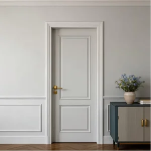 3-Panel Raised White Solid Wood Lacquer-Finish Bedroom Door