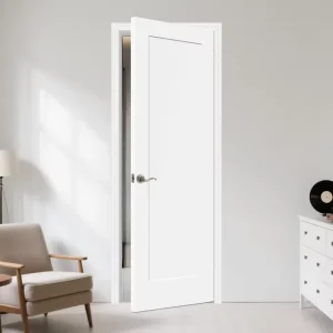 30 x 80 Inch Prehung 1-Panel Solid Core White Painted Shaker Interior Door