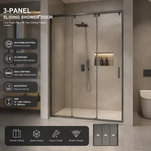 304 Stainless Steel Folding 2-Panel Bypass Shower Door for Space-Saving Wet Room Enclosure