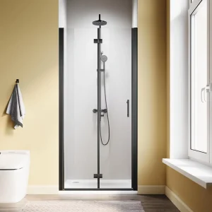 34″ W x 72″ H Foldable Shower Door with 1/4″ Tempered Glass, Black