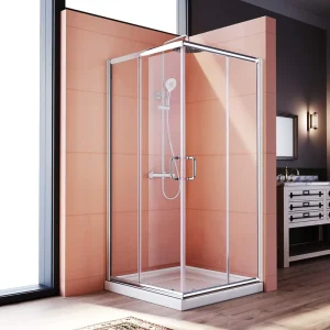 36 In. Corner Shower Enclosure with Double Sliding Door and 1/4 In. Clear Glass, Shower Base Not Included