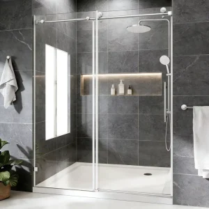 36-Inch Frameless Sliding Shower Door with Chrome Finish and 6/8/10 mm Clear Tempered Glass