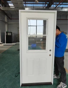 36×80 Wood Grain Fiberglass Entry Door Exterior Composite Prehung Door with Jamb for House Apartment Villa OEM