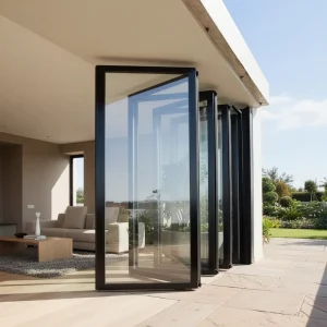 Modern 3C-Certified Aluminum Tempered Glass Bi-Fold Door for Outdoor Oil and Smoke Protection
