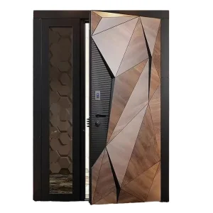 3D Carved Security Wooden Pivot Entrance Door Waterproof Anti-Theft For Villa