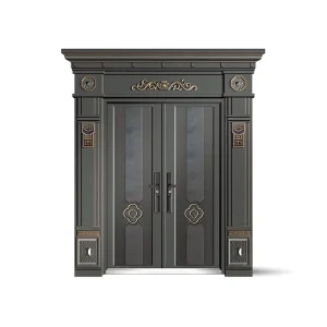 3D Embossed Surface Door Dark Gray Textured Relief Design Zinc Alloy Villa House Hotel Apartment Entry Exterior Gate Custom