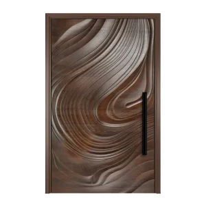 3D Teak Solid Wood Carved Door for Villa or Hotel Lobby