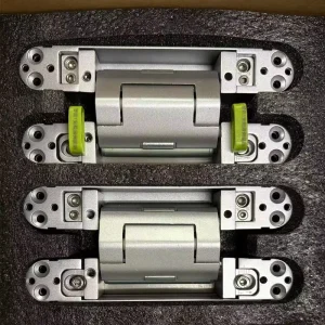 3D Zinc Alloy Soft Closing Hydraulic Door Hinge 5mm Thickness No Tail Rod Hidden Invisible Pair Bearing Wooden Door 90 Degree