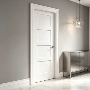 4 Panel Shaker Water Resistant MDF Interior Door for Bedroom and Living Room, Swing or Pocket Door