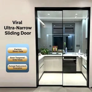 4.5 Square Meter Ultra-Narrow Titanium-Magnesium Alloy Sliding Door for Kitchen and Balcony with Floor Track