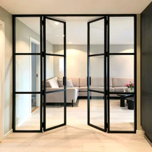 45 Slim-Frame White Aluminum Swing Door for Church and Bathroom
