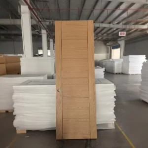 5 Lite Oak Veneer Solid Core Prehung Interior Wood Door for Houses