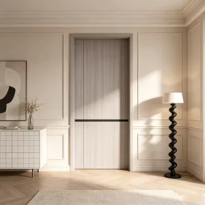 50mm Solid Flat Panel Wooden Interior Door, Waterproof PVC Finish, Eco-Friendly, Scratch-Resistant, Hotel Apartment Use