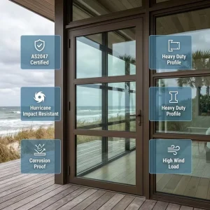 5+12A+5mm Insulated Double Glazed Aluminum Alloy Casement Door with Sound Reduction, Exterior Bedroom Use