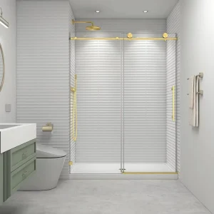 55″-60″ W X 76″ H Soft Closing Sliding Frameless Shower Doors Water Repellent 8mm Transparent Glass Nano Explosion-Proof