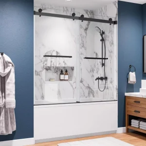56 60 In. W X H Frameless Bathtub Shower Door With 5/16 Tempered Glass Double Sliding Tub Doors