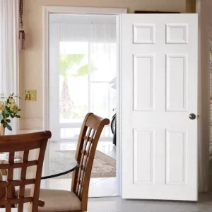 6-Panel Primed Prehung White MDF Molded Interior Wood Door