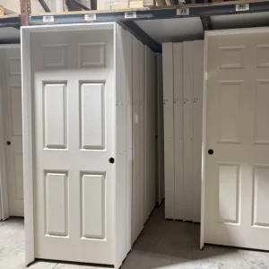 6-Panel White-Primed MDF Interior Door with Hollow Core and Wood Texture