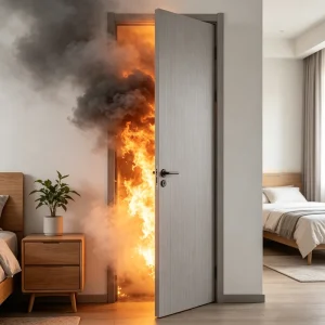 60-Minute Fire Rated PVC-Coated Indoor Door, Waterproof and Fireproof Interior Door
