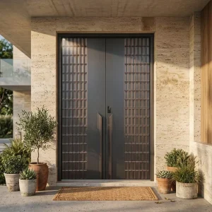 6063-T5 Cast Aluminum Front Door 12mm Thick Panel Customized Size Villa Mansion Main Entrance