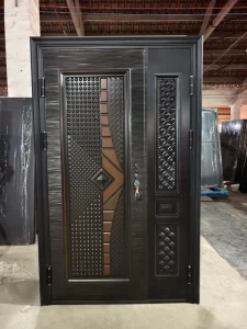 7 cm Thick Steel Security Door, Anti-Theft Modern Design for Apartment Exterior Use, Double Gate, Hardware Included