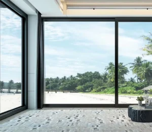 75mm Narrow-Frame Insulated-Glass Suntan Heavy-Duty Sliding Door, Waterproof, Outdoor Bedroom Bathroom Villa Interior