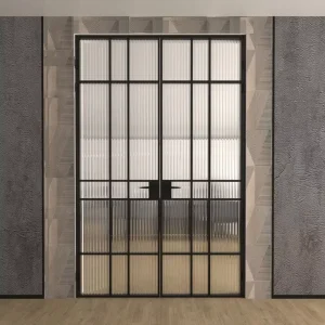 8cm Thick Steel Glass Sound Insulation Ultra Narrow Interior Swing Door for Home Hotel Villa