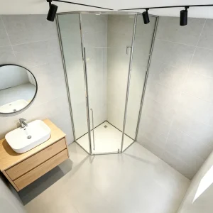 8mm Clear Tempered Glass Swing Shower Cubicle with Stainless Steel Frame, Neo-Angle Pivot Shower Enclosure