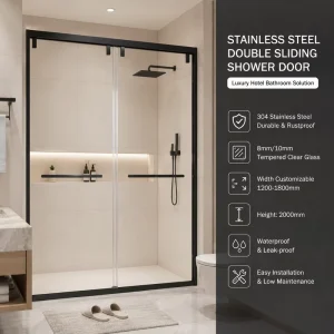 8mm SGCC ANSI Tempered Glass Double Sliding Shower Door, Stainless Steel and Aluminium Alloy, Custom Size, OEM/ODM, Easy-Clean