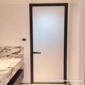 8mm Tempered Glass Interior Swing Door with 2D Adjustable Hinges Easy Install for Luxury Laundry Room
