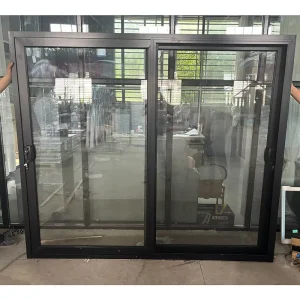 90 Series Black Thermal Break Aluminum Sliding Door with D Handle Lock and Sliding Screen Custom Sizes