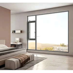 AAG Aluminum Ultra Narrow Double Glass Aluminum Alloy Profile CE Certified Slimline Tall Swing Door Window Bathroom Bedroom