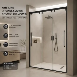 ANSI Z97.1 3-Panel Triple Sliding Shower Door SS304 Frameless Luxury Hotel Apartment Project Custom Bypass Sliding Shower Doors