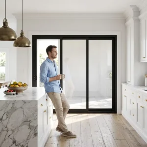AS2047 Australian Double-Glazed Energy-Efficient Thermal Break Aluminum Sliding Door with Flyscreen for Villa and Garden