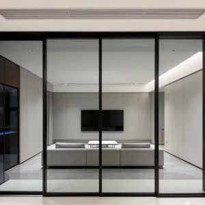 AS2047 Certified Ultra-Narrow Frame Black Aluminum Sliding Door Double Tempered Glass Hurricane Resistant Waterproof for Balcony