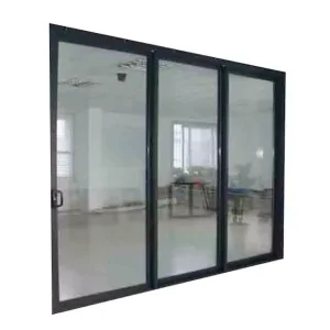 Black Quad Aluminum Glass Sliding Door