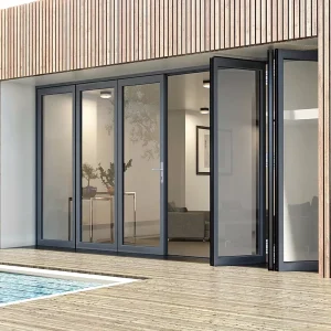 All-Aluminum Broken-Bridge Swimming Pool Custom-Color Space-Saving Manual Aluminum Bifold Doors